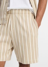VINCE Shorts Mens Small Cream Tan Jacquard Stripe Drawstring Pull On 168