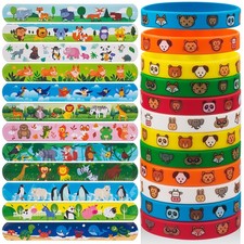 hexiaoxiao 48 PCS Party Favors Slap Bracelets for Kids Animal Rubber...