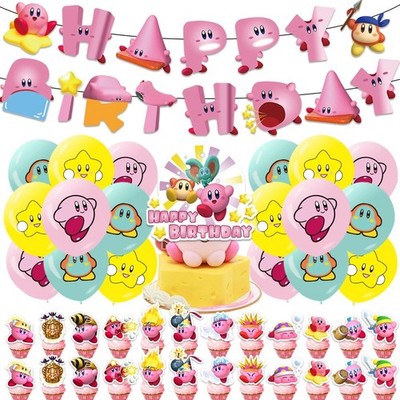 Kirby Geburtstagsfeier Dekoration Banner Ballon Zubehör Baby Dusche Geschenk Set