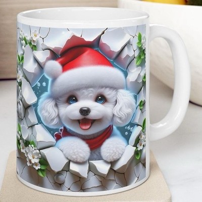 Süßer weißer Hund Weihnachtstasse 11 Unzen Kaffeebecher Geschenke süß lustig