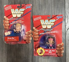 Vintage 1997 WWF Bret “Hit Man” Hart & Sycho Sid Ring Masters Mini Figures NEW