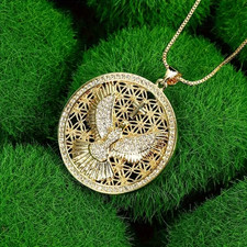 Fashionable Exquisite Synthetic Zirconia Hollow Holy Spirit Pendant Peace Dove 