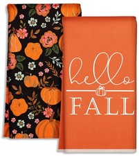 Fall Kitchen Towels Set of 2 - Fall Kitchen Dish Towels 18x26 Inches Microfib...