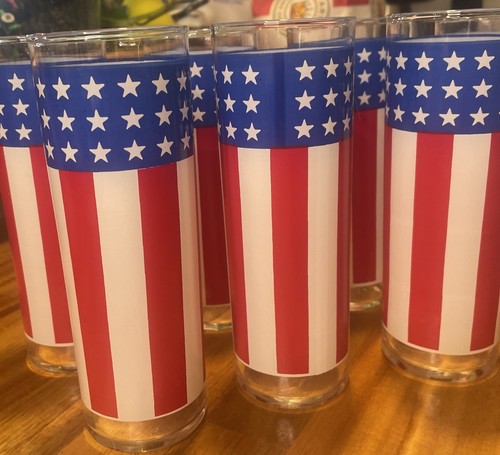 Vintage Set 8 Libbey Sterne und Streifen Gläser Becher Fourth Of July Patriotisch USA - Bild 3 von 8