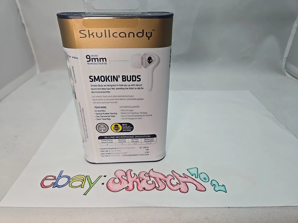 SKULLCANDY - SMOKIN' BUDS - MIC + REMOTE - S2SBDY-072 - NEW SEALED - EARPHONES - Image 3 of 4
