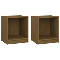 Nachttische 2 Stk. Honigbraun 35,5X33,5X41,5 Massivholz Kiefer