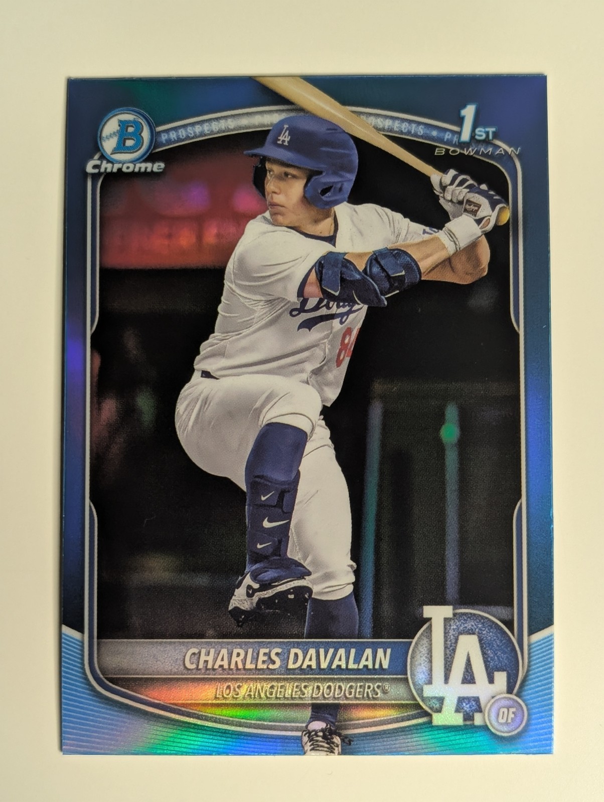 Charles Davalan 2025 Bowman Draft Chrome 1st Bowman Sky Blue Refractor SP