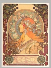 Mucha Zodiac Art Nouveau cards notelets eco kraft envs 20  pack folded A6 blank