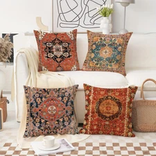 4 Pieces Linen Vintage Boho Home Pillow Covers Home Décor