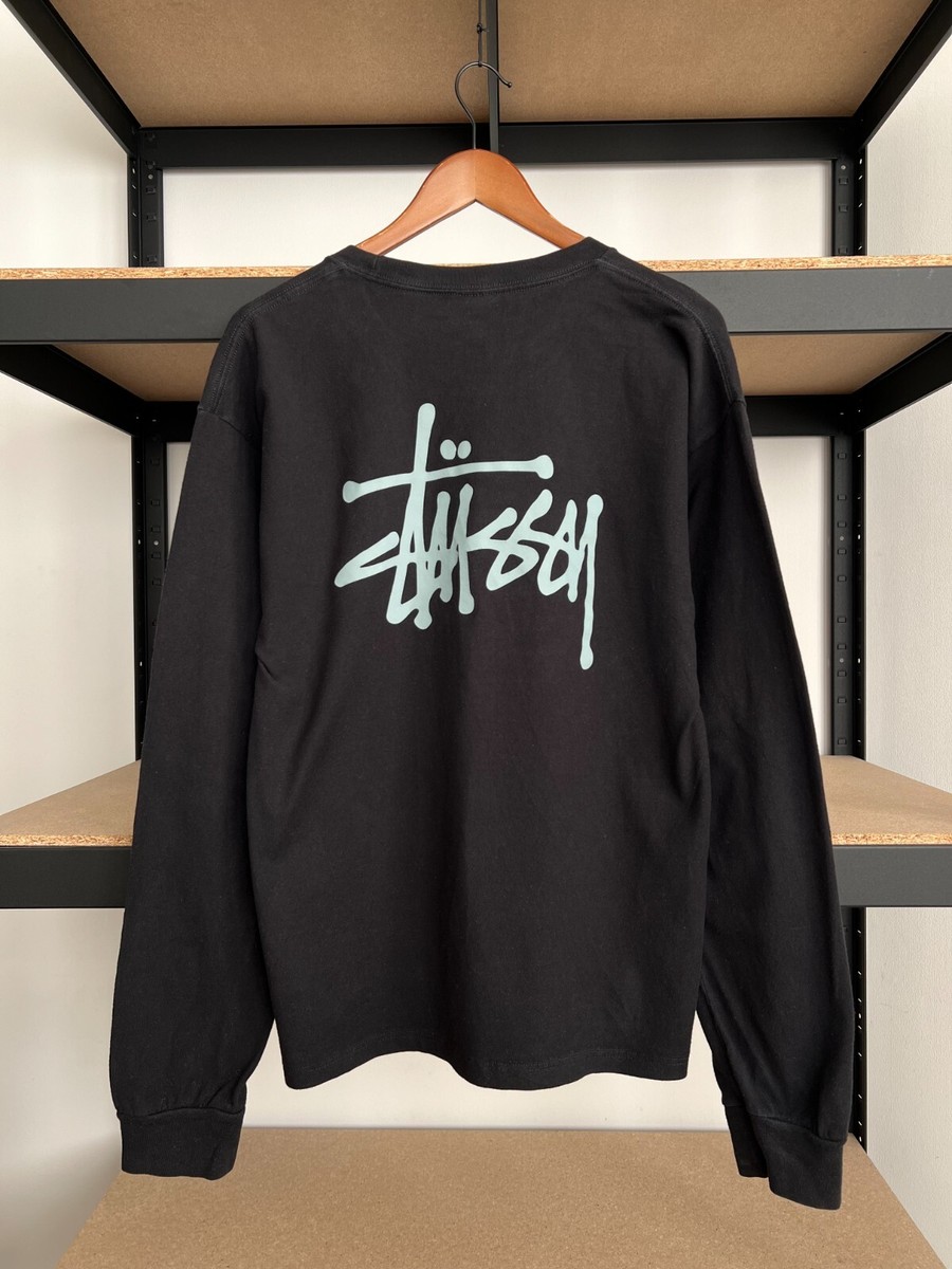 Vintage Stussy Black Camo Spellout Logo T-Shirt Size XL Y2K