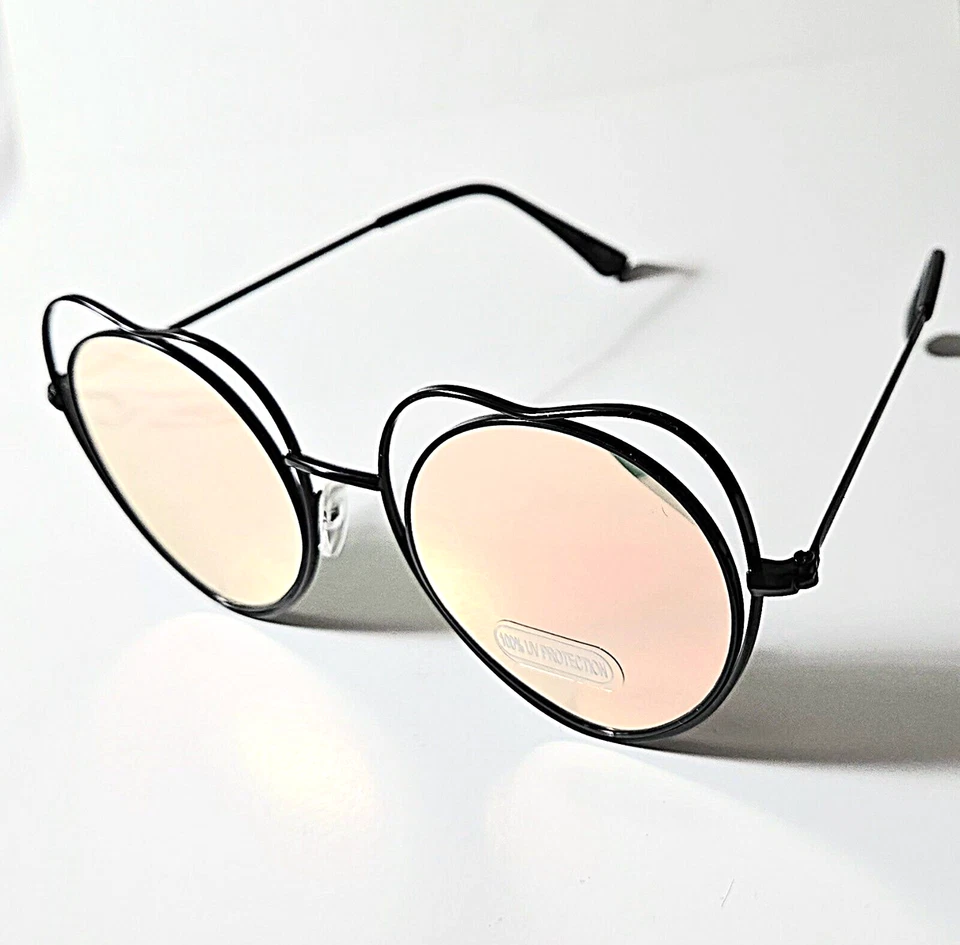Gafas de sol únicas para mujer "Hearts In The Round" oro rosa protegidas UV400 Foto 2 de 4