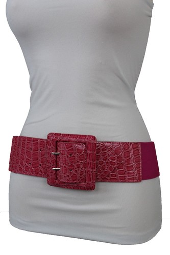 Caliente Mujer Rosa Piel Sintética Ancho Pretina Elástica Moda Cinturón Cadera - Imagen 11 de 12
