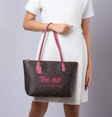 ⭐美品⭐COACH トートバッグ ビジネスバッグ 黒 ピンク シボ革 コーチ COACH バッグ （ピンク） - ファッション通販 MAGASEEK(マガシーク)
