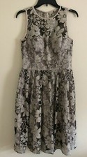 Eliza J Elegant Womens Sleeveless Floral Lace Beige/Brown Fit & Flare Dress Sz 8