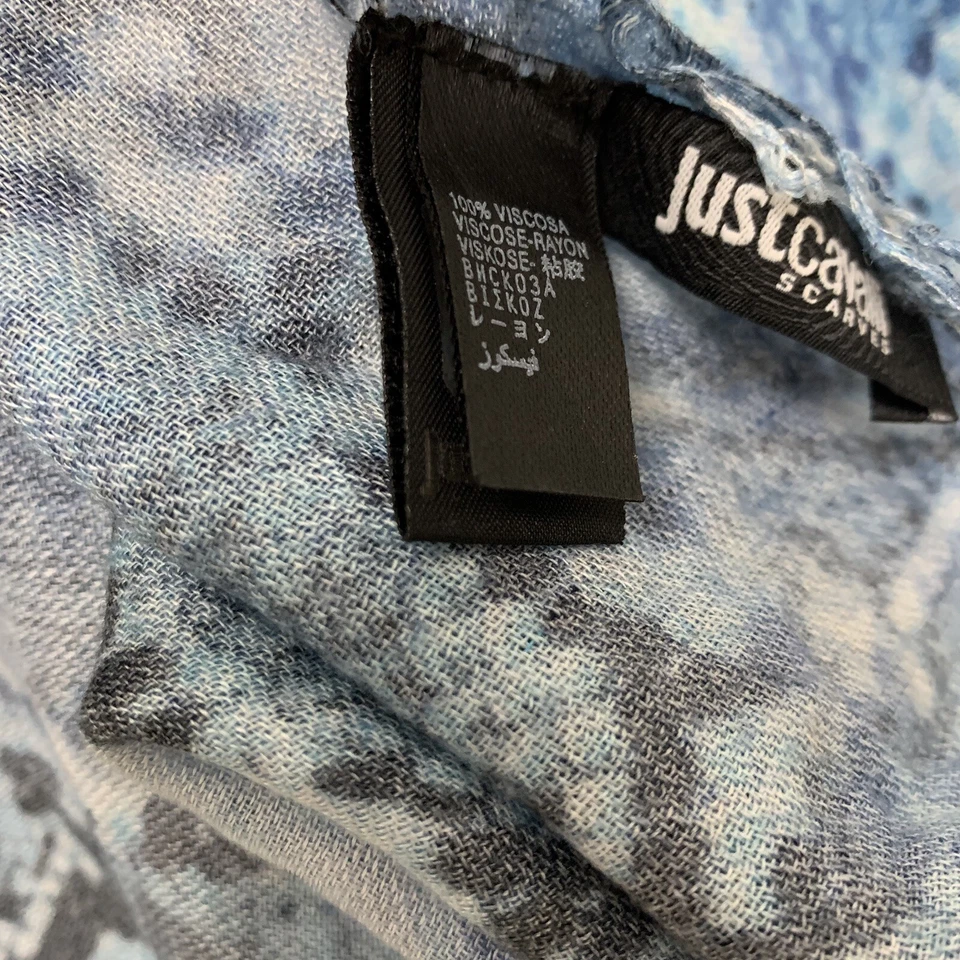 JUST CAVALLI CROC I AZUL RECTÁNGULO Bufanda Viscosa 50/48 en HECHO EN ITALIA #A44 Foto 4 de 4