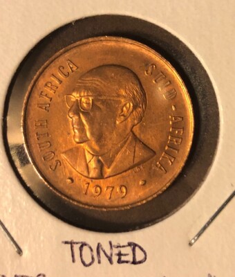 1979 South Africa 2 Cents HIGH GRADE TONED Bronze Coin-22.45MM-Diederichs-KM#99