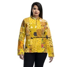 Donna Reversibile Giacca Trapuntata Indian Patchwork Casual Cotone Caldo Inverno