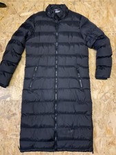 Ladies New Extra Long Threadbare Puffer Quilted Coat Medium Black Hooded Awesome
