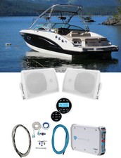 Rockville RGHR2 Marine Boat Receiver w/ Bluetooth USB 2 5.25" Box Speakers Amp