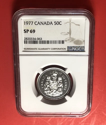 1977-CANADA-50 CENT COIN,GRADED BY NGC SP69 …….DEAL