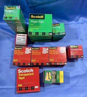 Lot Of Assorted Vintage 1990s  Scotch Magic Tape Refill  & Viking . 32 Pieces