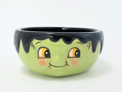 Johanna Parker Retro Frankenstein Green Halloween Kitsch Ceramic Bowl