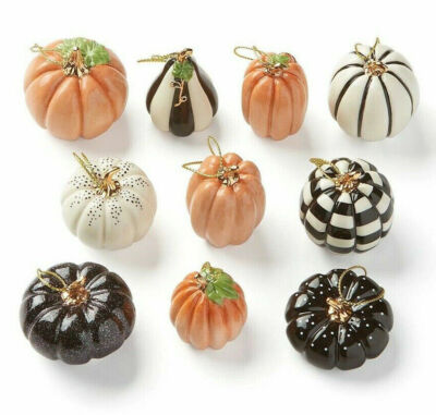Lenox Mini Pumpkin Ornament 10 PC. Set Thanksgiving Halloween Autumn Gourds New