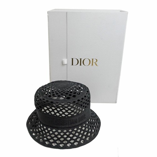 AUTH CHRISTIAN DIOR MESH BOB HAT BLACK 