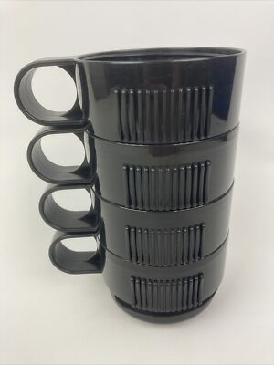 VTG Aladdin Black Plastic Camp Mug Add a Cup Stacking Twist Set Replacement  Lids | eBay