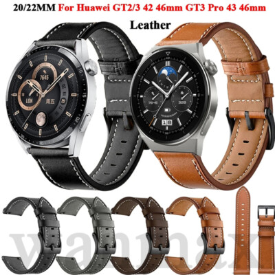 22mm 20mm Leather Watch Strap for Huawei GT5 GT4 GT3 PRO 46mm Replacement Band