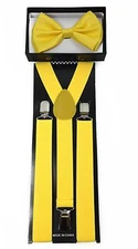 Adult Bow Tie & Suspender High Quality Adjustable Combo Set Yellow