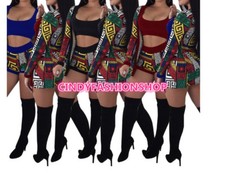 New Women Three Piece Set Tracksuit T Shirt Tank Top Shorts Pants Long Sleeve