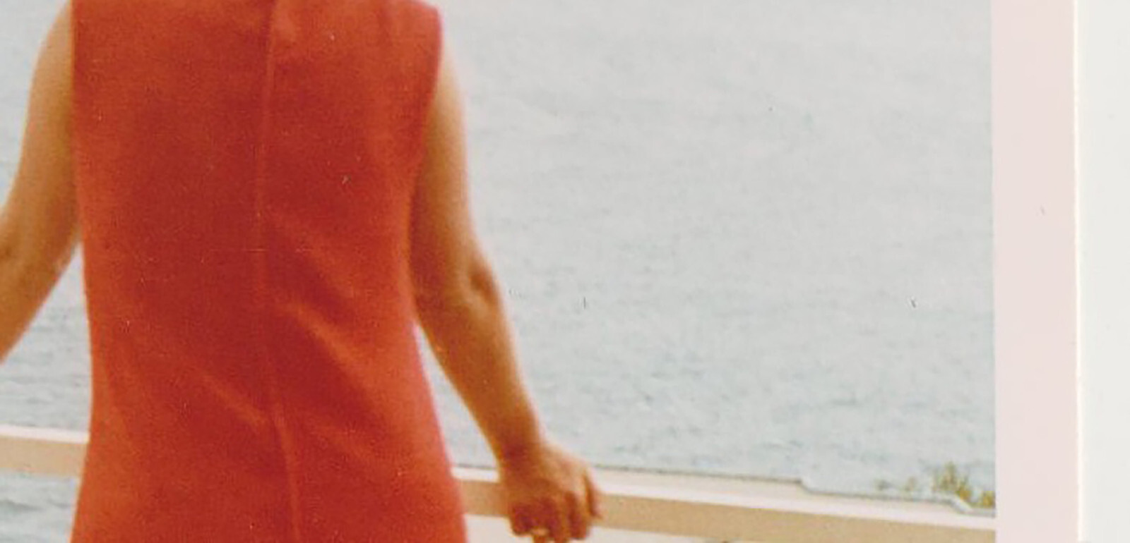 Pretty Young Woman Lady in Red A Mystical Gaze Over the Endless Blue Horizon