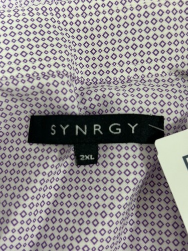 NWT Synrgy Light Purple Cotton Diamond Printed Button Up Dress Shirt Size 2XL - 第 3/10 張圖片