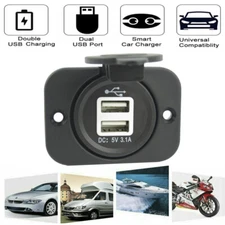 3.1A Dual USB Port Charger Socket Outlet Waterproof 12V LED for Car Motorcycle