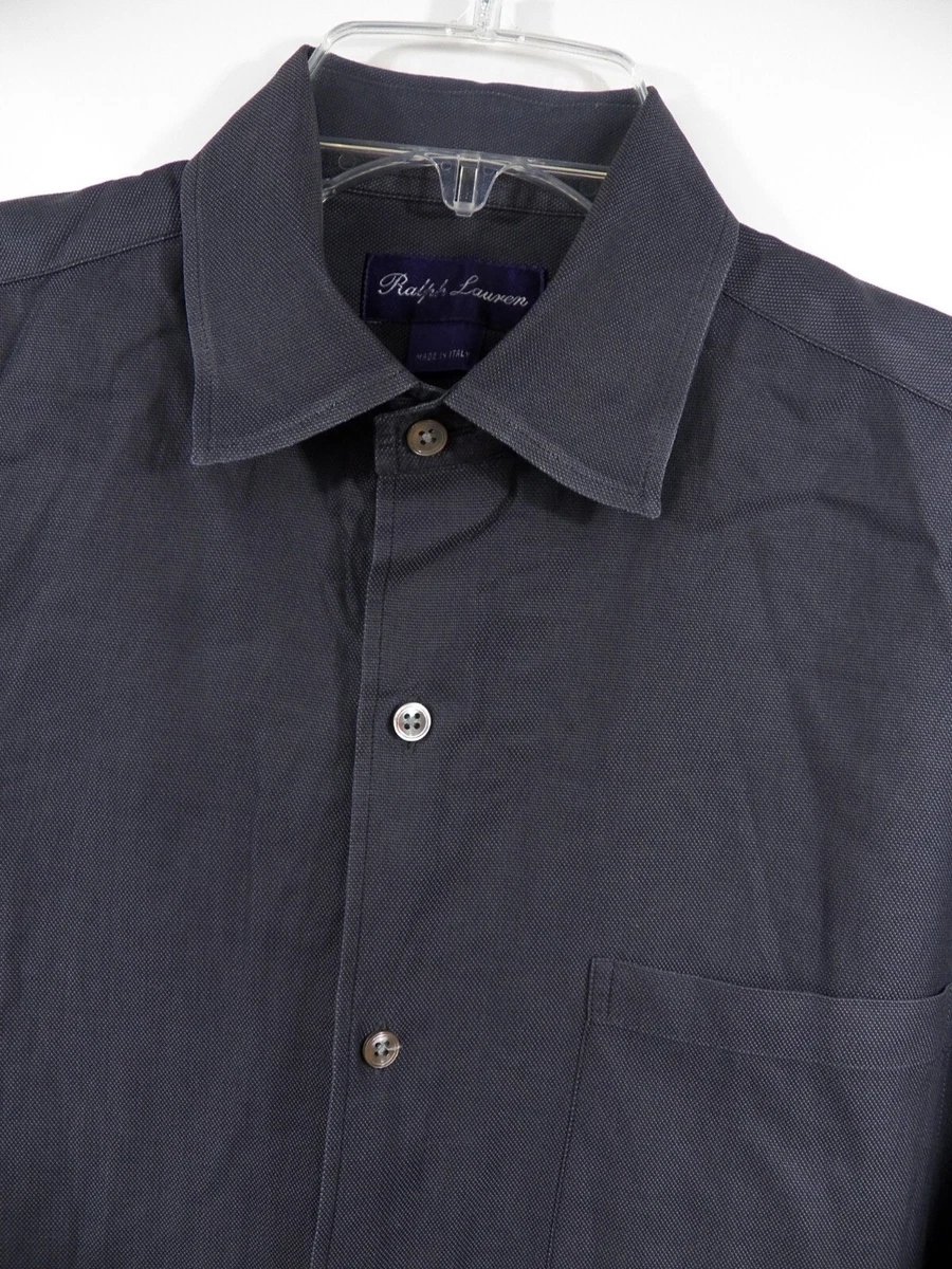 RALPH LAUREN PURPLE LABEL MENS MEDIUM LUXURY SHIRT CHARCOAL GREY MADE IN ITALY