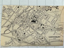 CANTERBURY - 1965 Original Vintage Map KENT England City Street Plan Railway
