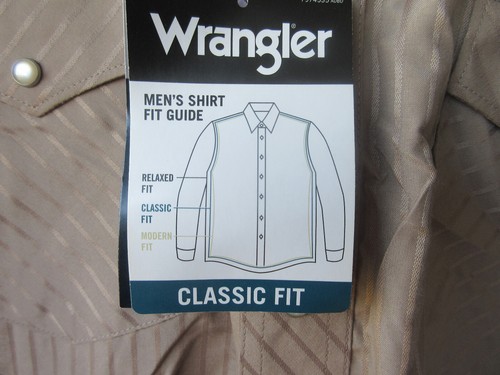 Size XL Wrangler Authentic Western Shirt Mens Pearl Snap Button-Up Brown - Picture 6 of 7