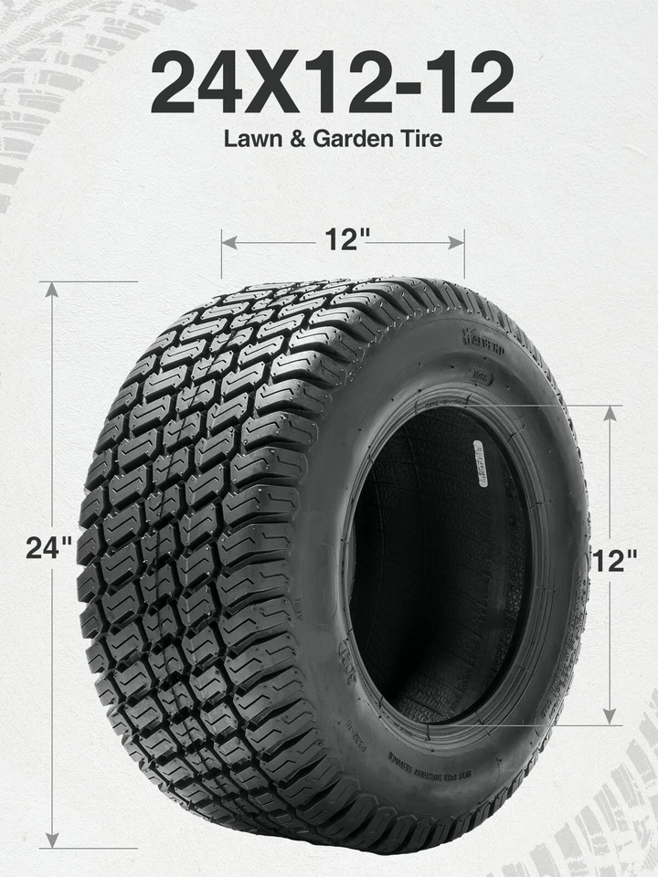 24x12-12 Lawn Mower Tire 4Ply 24x12x12 Turf Tyre 24x12.00-12 Tractor Tubeless - Image 3 of 4