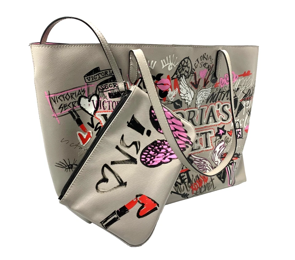 Victoria's Secret Limited Edition Graffiti Bag & Detachable Zip Pouch LIKE NEW - Image 4 of 4
