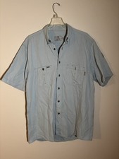 Tyndale FRMC Flame Resistant Work Shirt Light Blue Cotton Large Short Sleeve