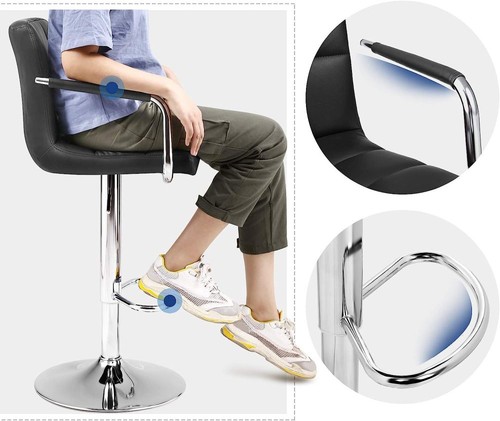 Faux Leather Barstool Chrome Base Stool Counter Height Stool Breakfast Bar Chair - Picture 73 of 172