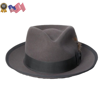 Mens Wool Felt Whippet Fedora Hat (Caribou, Medium) FREE SHIPPING
