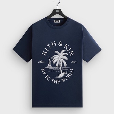 Kith NY to the World Palm Pocket Tee Nocturnal (Navy) Men's Size