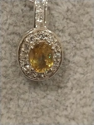 D'Joy Premium Sava Sphene, White Zircon Pndnt Ncklce 20''/Rhod/sSlvr TCW=1.65 CT
