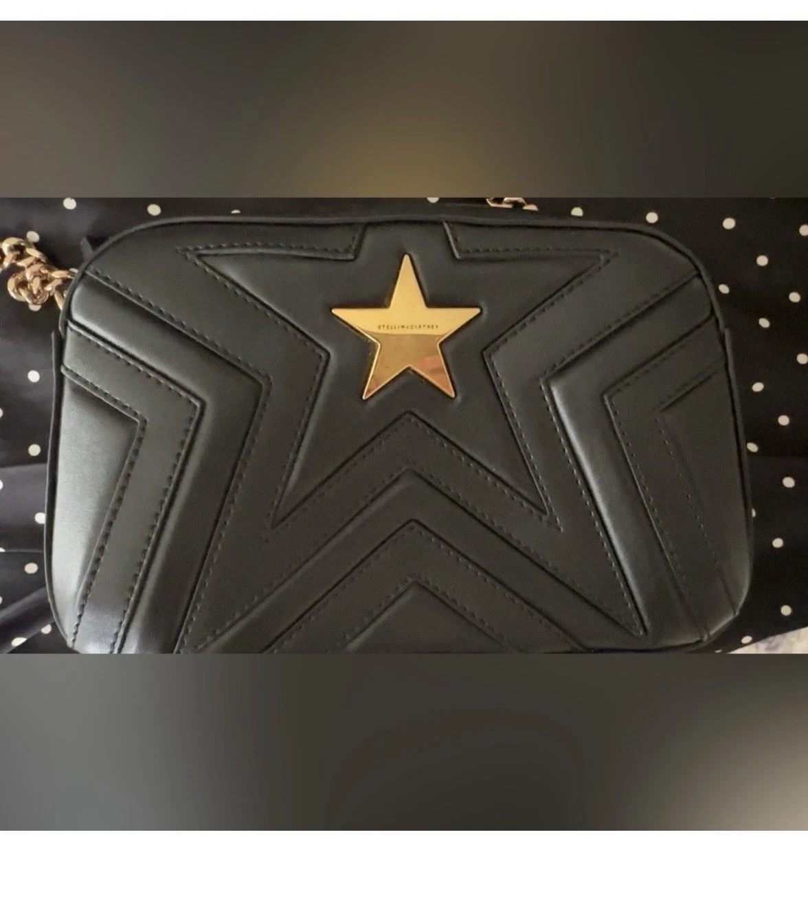 Stella McCartney — Stella McCartney Black Star Quilted Cross Body Bag Gold Hardware