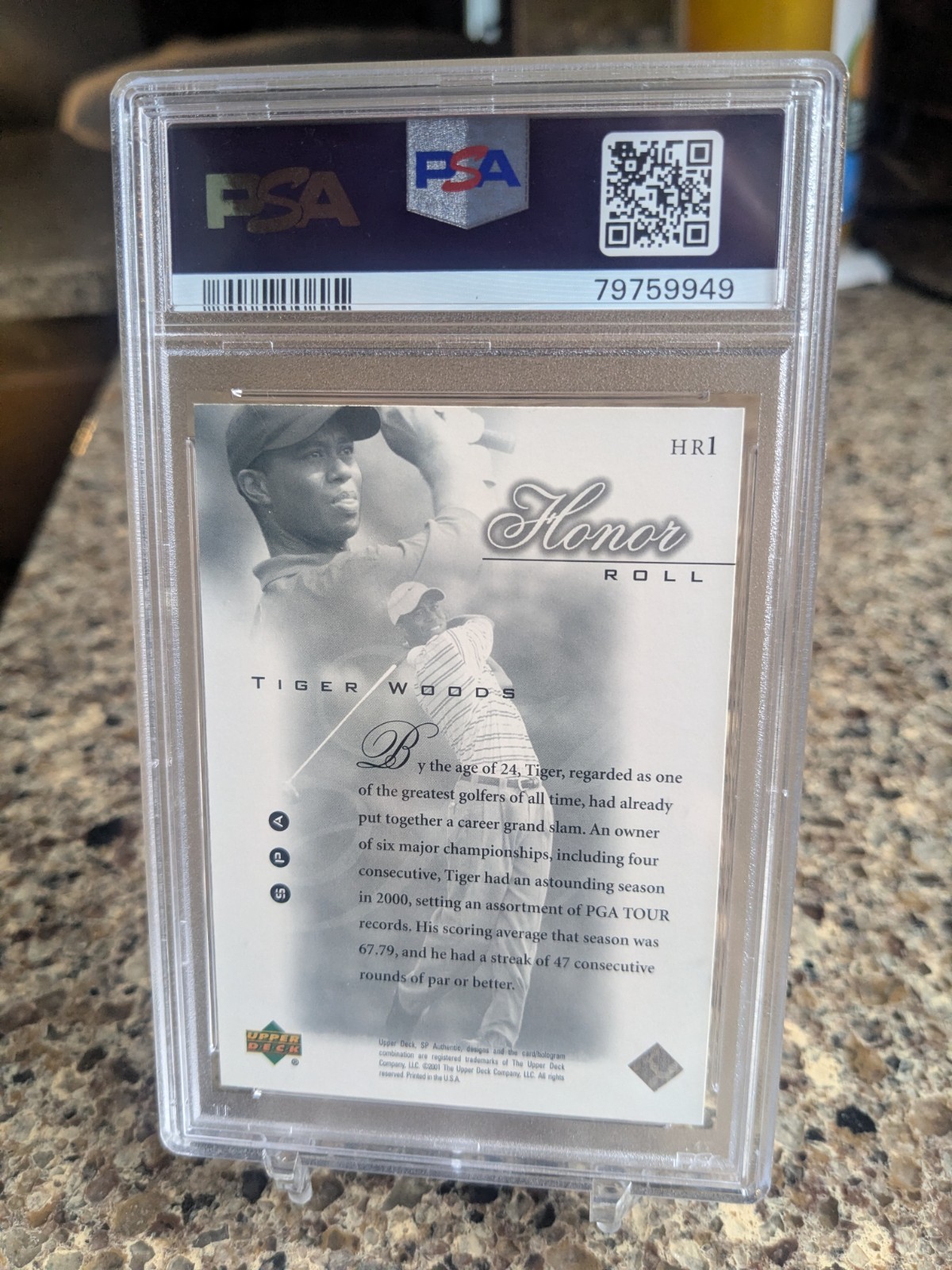 2001 SP Authentic Tiger Woods #HR1 PSA 8 Honor Roll view 4
