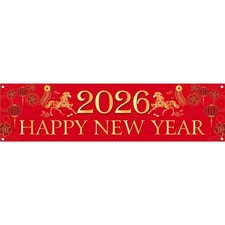 2026 Chinese New Year Decorations Happy New Year Banner Year of Horse Party B...