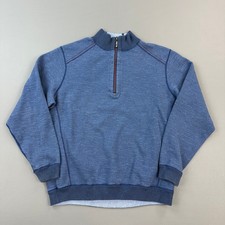Tommy Bahama Sweater Mens Large Blue Reversible 1/4 Zip Pullover Golf Casual