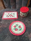 Vintage Wolverine Sunny Strawberry Childs Toy Plate Tray And Flour Tin 1950s